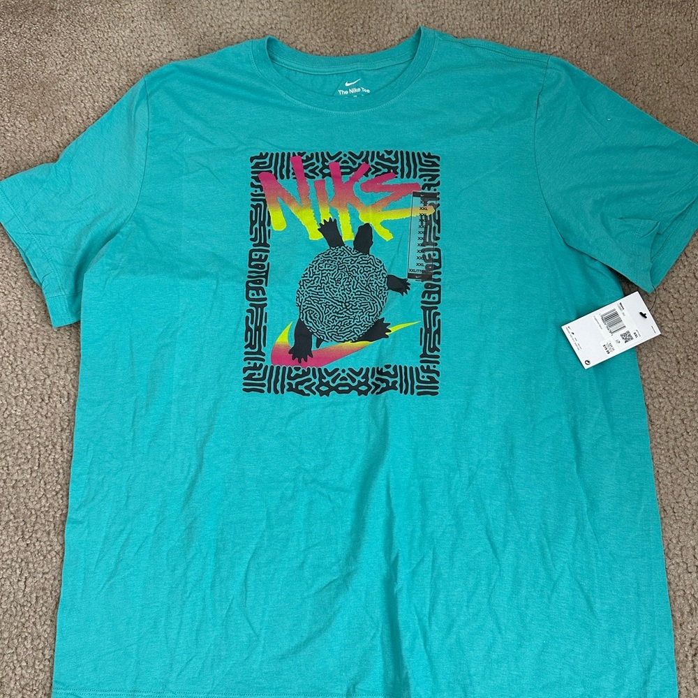 Nike Blue Short Sleeve Tee with Graphic Design